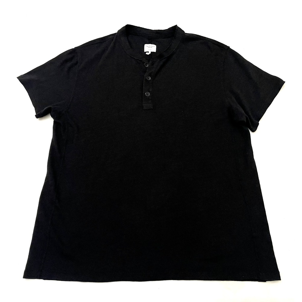 Rag & Bone Short Sleeve Henley Shirt Men's XL Black Cotton Standard Issue